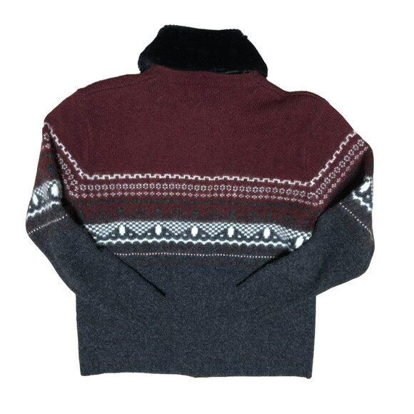 VTG ANGORA WOOL BLEND CARDIGAN SZ S GRAY FAUX FUR COLLAR SHELL BUTTONS MAC & JAC - Picture 5 of 5